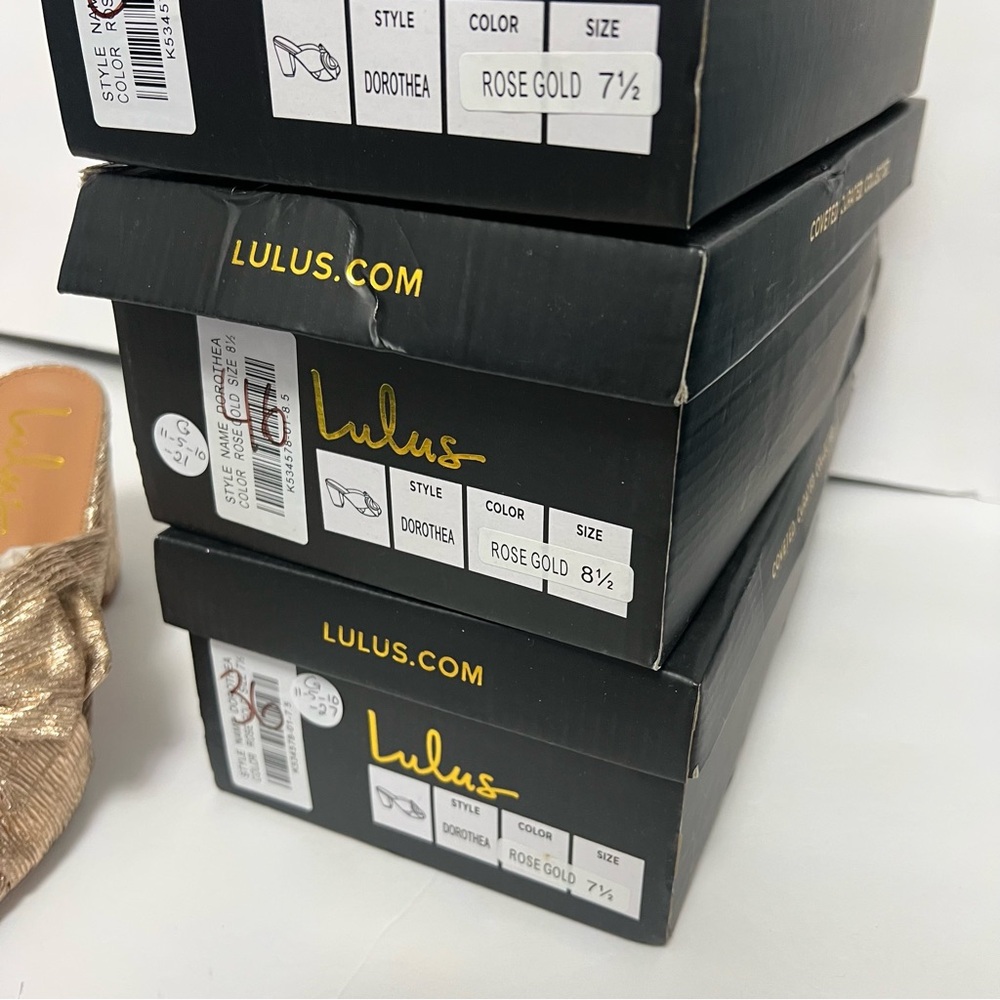 Lulus Dorthea Rose Gold Knotted High Block Heel Sandals - New In Box - Reemoly - Picture 4 of 16